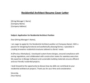 Architect Job Resume Cover Letter (5 Templates) Download in Word (.docx)