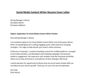 Content Writer Job Resume Cover Letter (5 Templates) Download in Word (.docx)