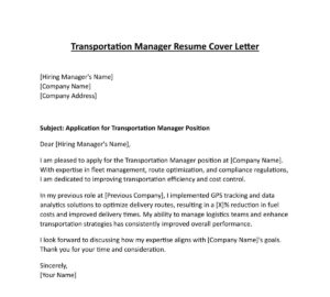 Logistics Manager Job Resume Cover Letter (5 Templates) Download in Word (.docx)