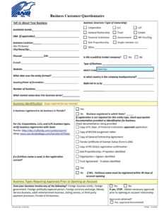 ANB American National Bank - Business Customer Questionnaire Form in PDF