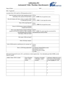 ANB American National Bank - Commercial ATM Addendum Form in PDF