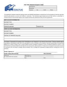 ANB American National Bank - One Time Transfer Request Form in PDF