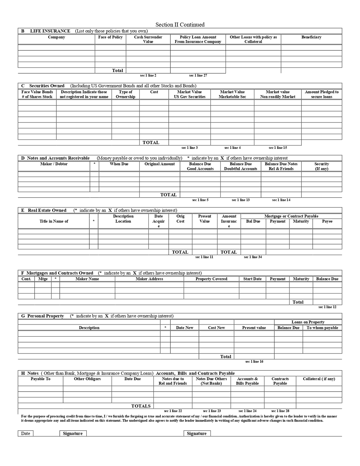 ANB American National Bank - Personal Financial Statement Form in PDF-1