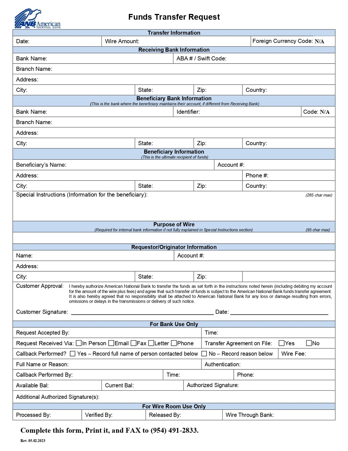 ANB American National Bank - Wire Transfer Form in PDF (1)