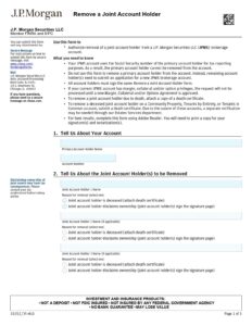 J.P Morgan - Joint Tenant Removal Request Application Form in PDF Download