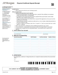 J.P Morgan - Physical Security Deposit Application Form in PDF Download