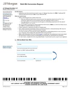 J.P Morgan - Roth IRA Conversion Request Application Form in PDF Download