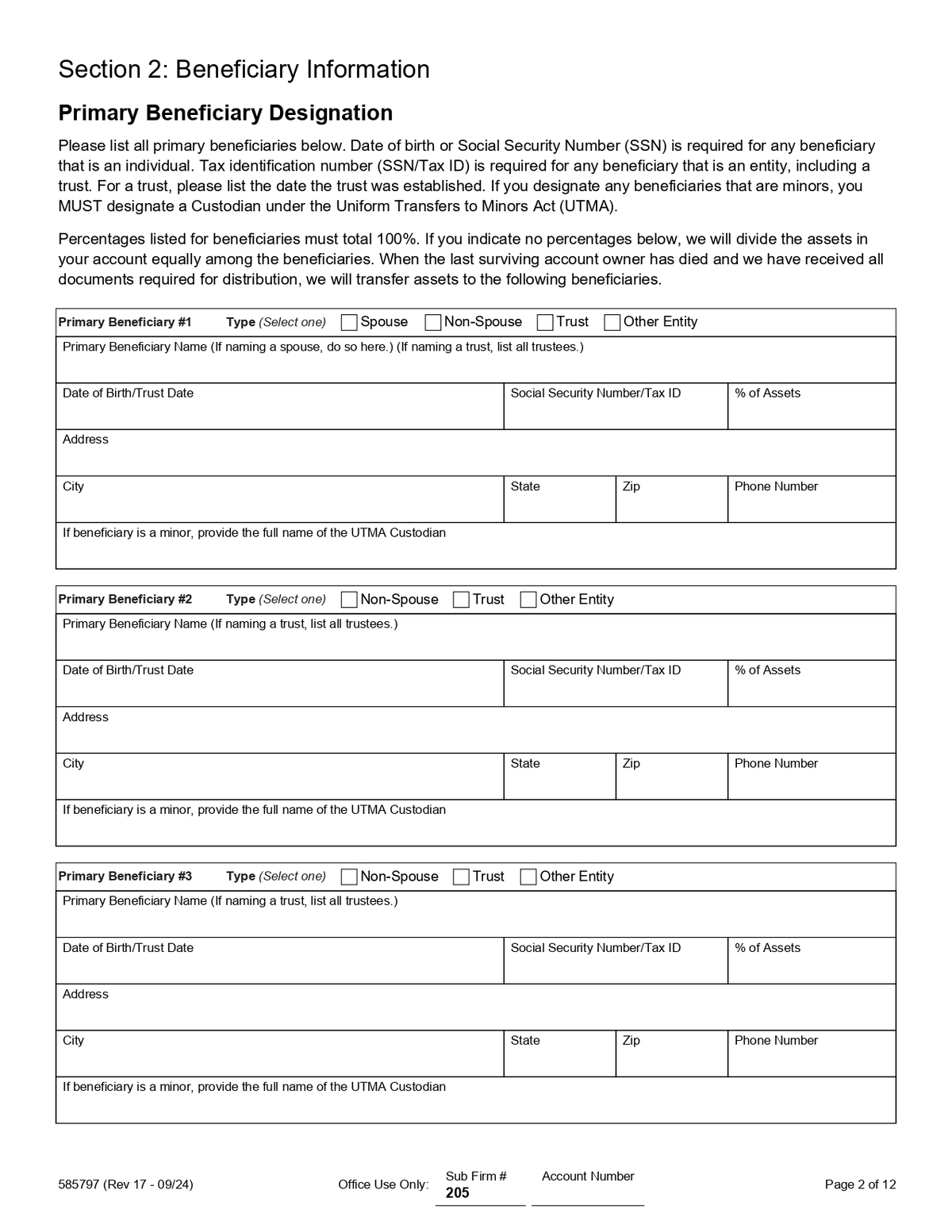 Wells Fargo - Transfer on Death Application Form in PDF Download