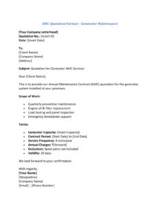 AMC Letter Format for Quotation (5 Templates) Download in Word (.docx)
