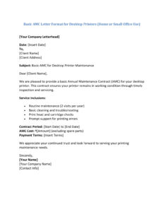 AMC Letter Format for Printer & Photocopier (5 Templates) Download in Word (.docx)