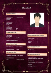 Biodata Format for Second Marriage (Download Word .docx)