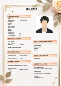 Biodata Format for Tamil Brides/Grooms (Download Word .docx)