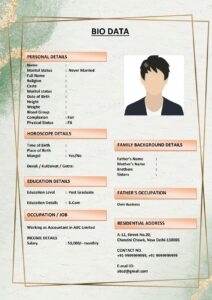 Biodata Format with Both English & Hindi (Download Word .docx)