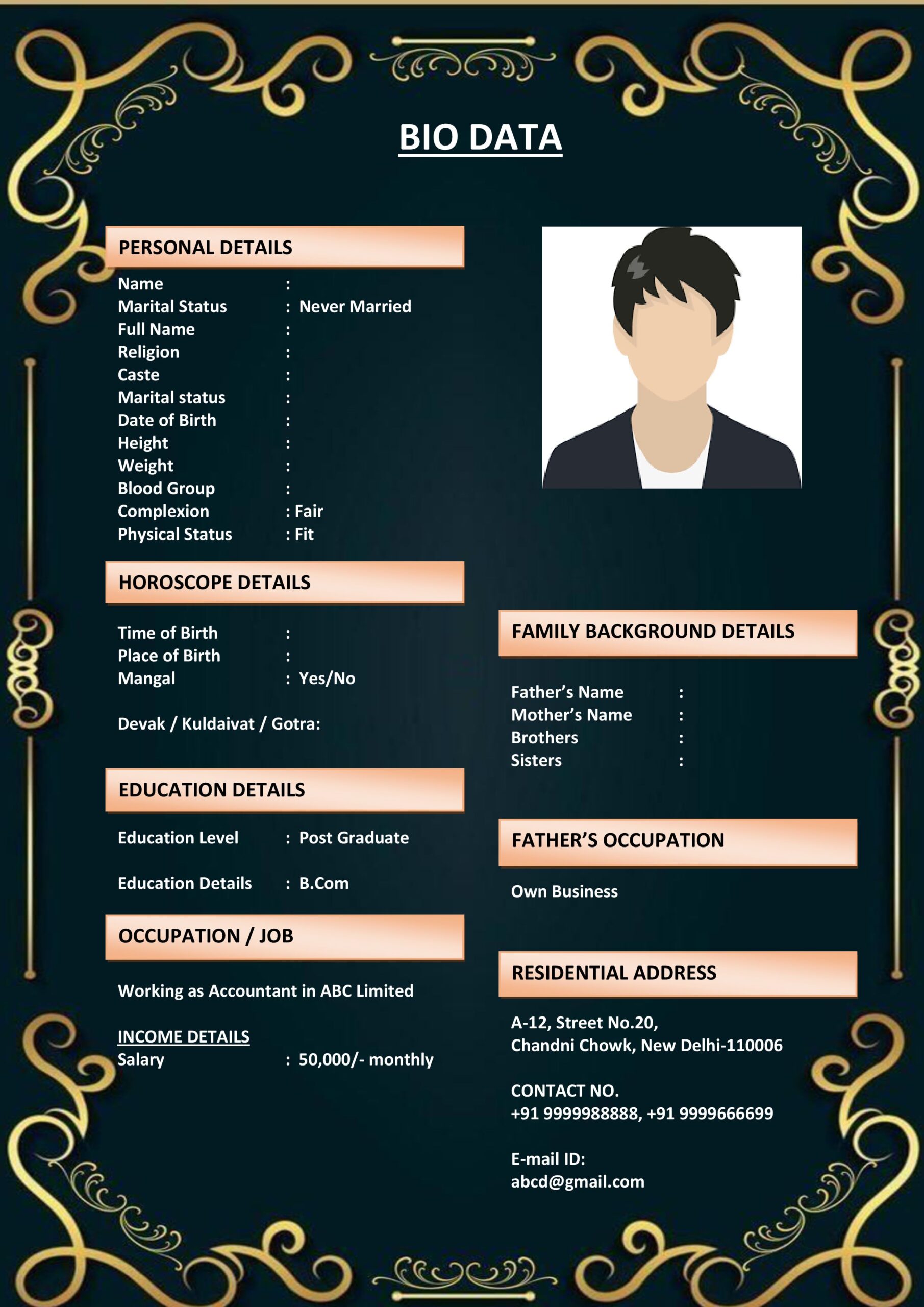 Biodata Format with Expectations Section
