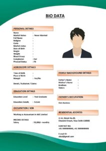 Biodata Format with Permanent & Current Address (Download Word .docx)