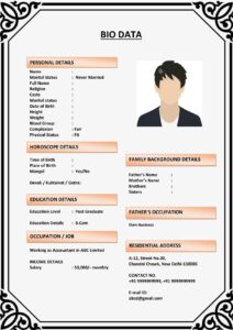 Biodata Format with Photo and Signature (Download Word .docx)