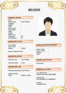 Biodata Format with Time of Birth (Download Word .docx)