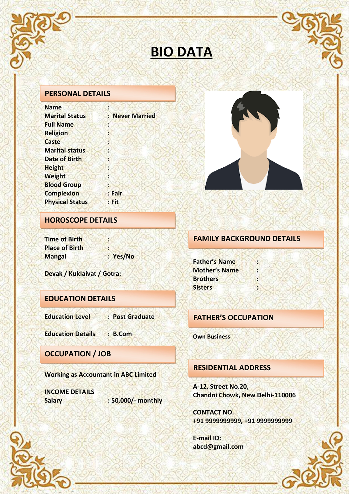 Biodata for Introvert, Minimal Communicator