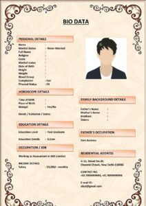 Biodata with Achievements and Awards (Download Word .docx)
