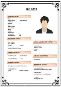 Biodata with Customizable Headings (Download Word .docx)