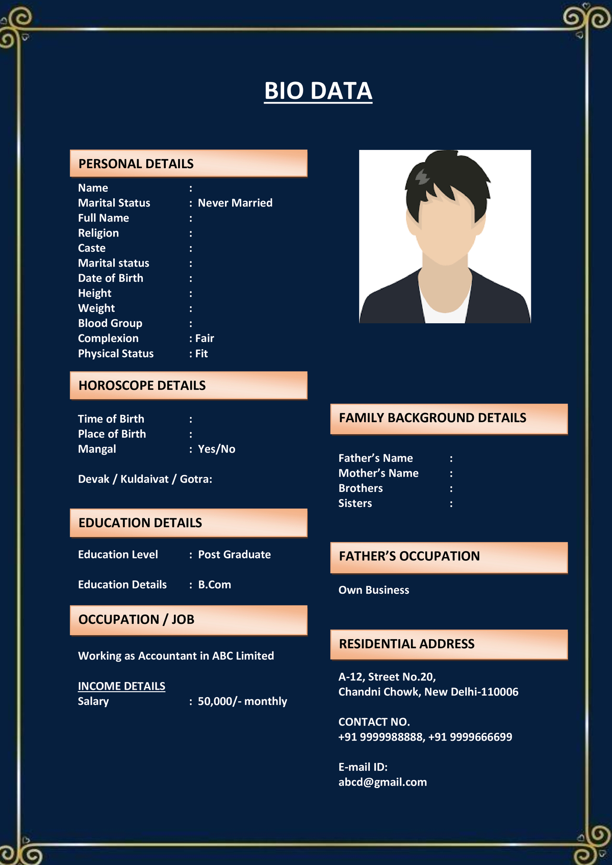 Christian Wedding Biodata Format
