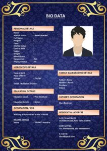 Clean White Marriage Biodata Layout (Download Word .docx)