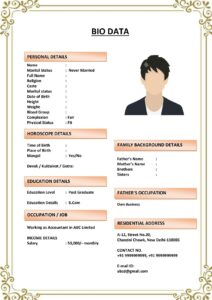 Creative Marriage Biodata in Word (Download Word .docx)
