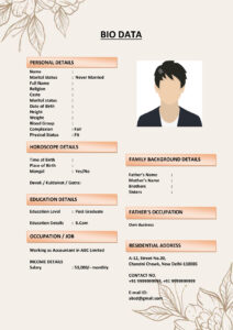 Designer Marriage Biodata Template (Download Word .docx)