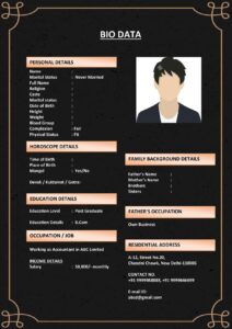 Divorcee Marriage Biodata Format in Word (Download Word .docx)