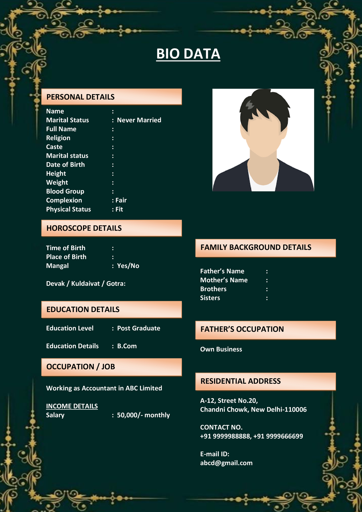 Doctor Marriage Biodata Template