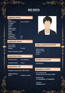 Editable Marriage Biodata Template Free Download (Download Word .docx)