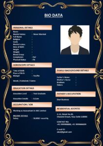 Editable Marriage Biodata Template Free Download (Download Word .docx)