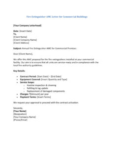 AMC Letter Format for Fire Extinguisher (5 Templates) Download in Word (.docx)