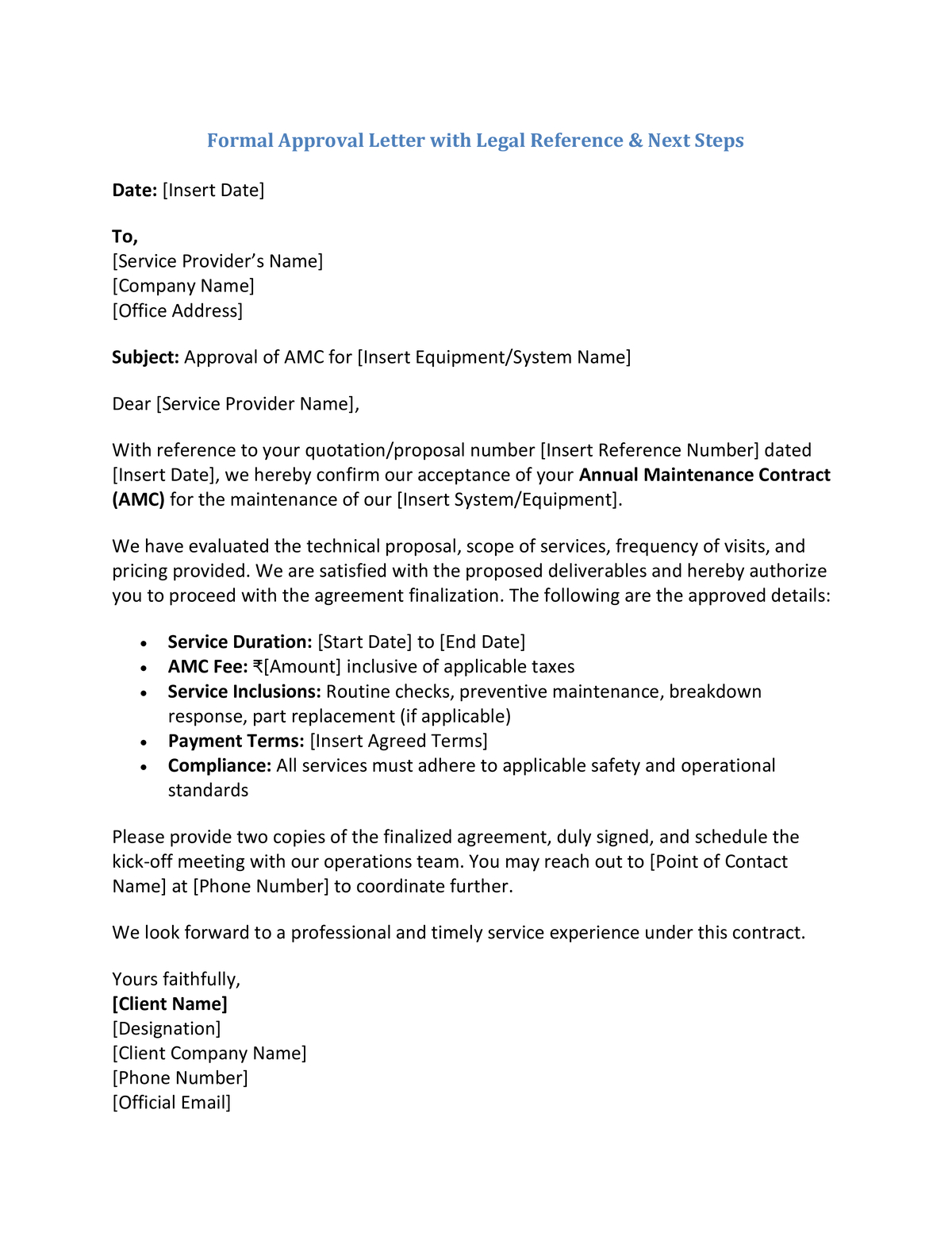 Formal Approval Letter with Legal Reference & Next Steps