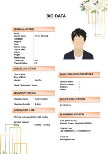 Formal Marriage Resume with References (Download Word .docx)