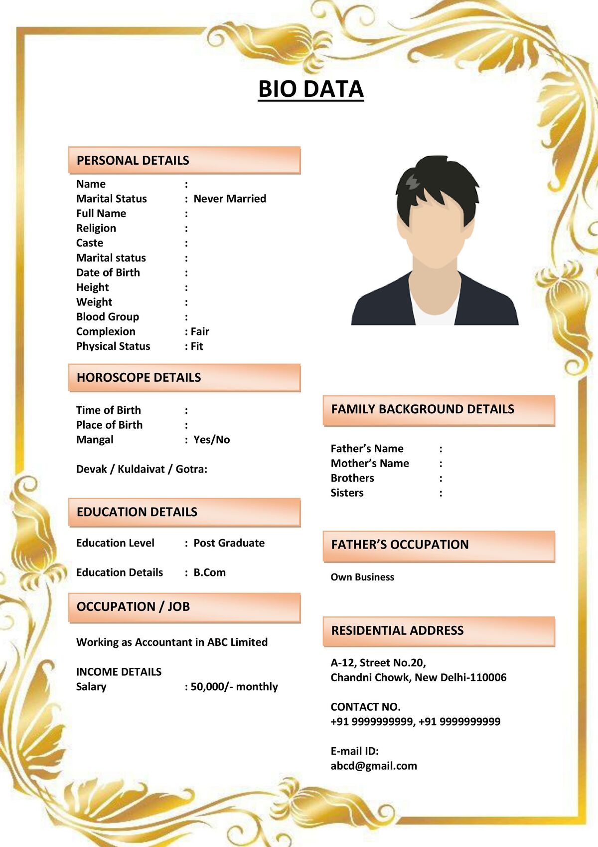 Full Profile Marriage Biodata