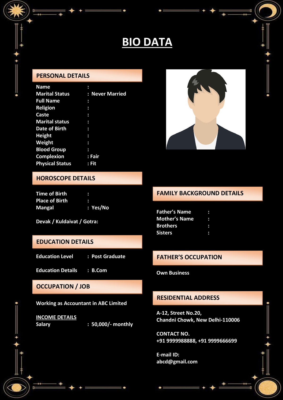 Gujarati Marriage Biodata Format