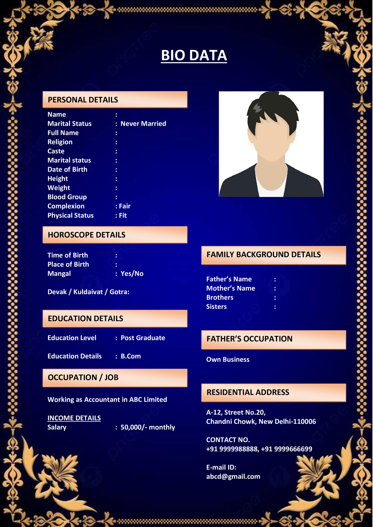 Love Marriage Biodata Format in Word