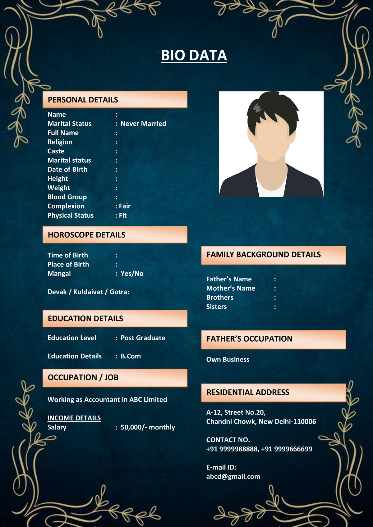 Maharashtrian Marriage Biodata Word Template