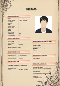 Marriage Biodata Format for Jain Agarwal Community (Download Word .docx)