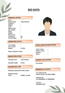 Marriage Biodata Format with Declaration (Download Word .docx)