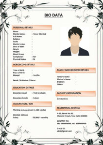 Marriage Biodata Format with Editable Page Border (Download Word .docx)