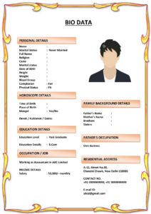 Marriage Biodata Format with Social Handles (Download Word .docx)