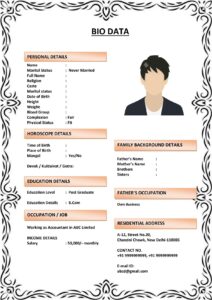 Marriage Biodata Format with Table Layout (Download Word .docx)