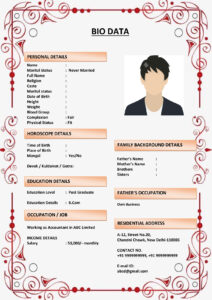 Marriage Biodata Template for Single Parent (Download Word .docx)
