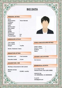 Marriage Biodata Template with Clean Divider Lines (Download Word .docx)