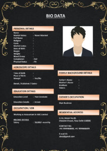 Marriage Biodata Template with Horoscope (Download Word .docx)