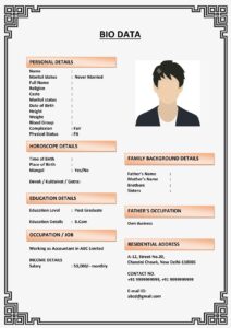 Marriage Biodata Template with QR Code (Download Word .docx)