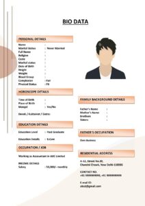 Marriage Biodata for Abroad Settlement (Download Word .docx)