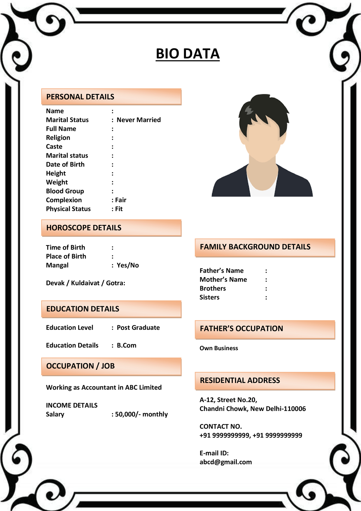 Marriage Biodata for Candidates with Siblings